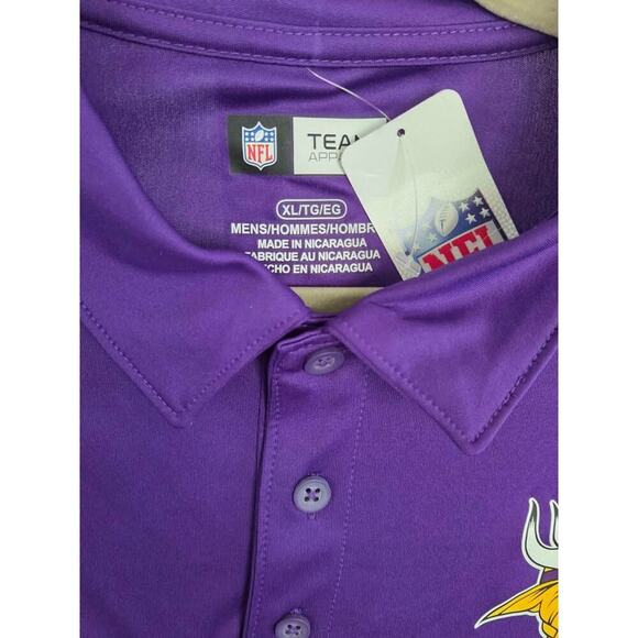 Minnesota Vikings Polo Shirt XL NWT NFL Team Apparel Purple Gold Fan Gear - Picture 6 of 8